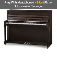 Kawai K-200 ATX 4 SL Dark Walnut Satin Upright Piano (Silver Fittings) All Inclusive Package